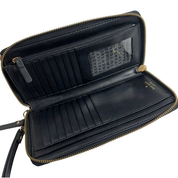 Kate Spade Grove St Anita Black Leather Double Zip Around Wallet Wristlet EUC - Picture 9 of 11